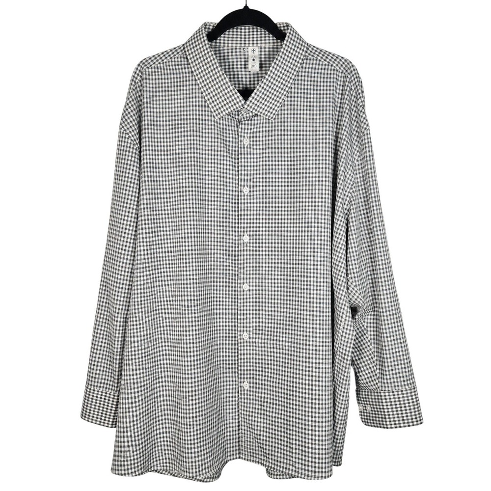 State & Liberty Shirt Mens 3XL Gray Gingham Long Sleeve Button Up Stretch Preppy